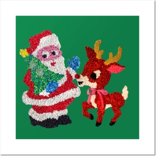 Santa & Rudolph 70s Melted Plastic Popcorn Posters and Art